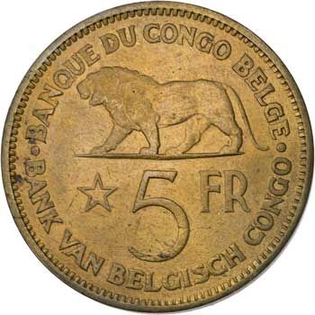 Belgian Congo 5-FRANCS (KM24)